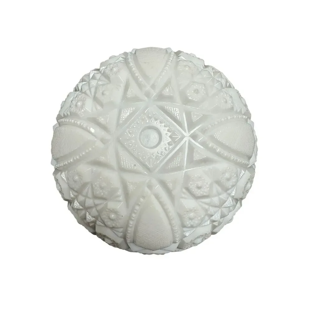 Vintage McKee Glass Company Milk White Glass Toltec Design Footed Glass Bowl